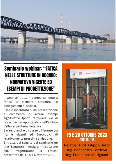 WEBINAR: FATICA NELLE STRUTTURE IN ACCIAIO: NORMATIVA VIGENTE ED ESEMPI DI PROGETTAZIONE