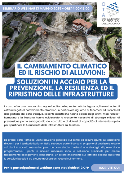 WEBINAR MAGGIO 2025: Il cambiamento climatico ed il rischio alluvioni