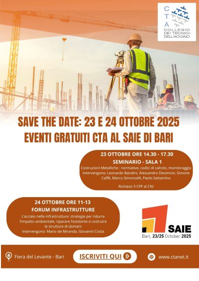 SEMINARIO CTA AL SAIE DI BARI - 23 OTTOBRE 2025: COSTRUZIONI METALLICHE